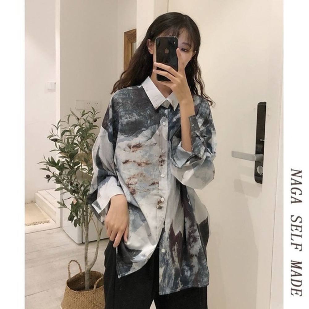 Women Oversized Design Summer Chic Long Sleeve shirt size S new‎